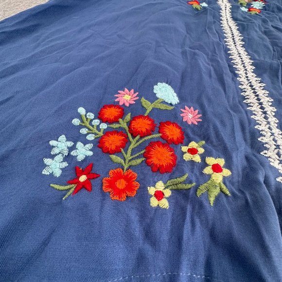 Shoreline Wear Embroidered Dress Floral Blue Small Brand New - Picture 6 of 15